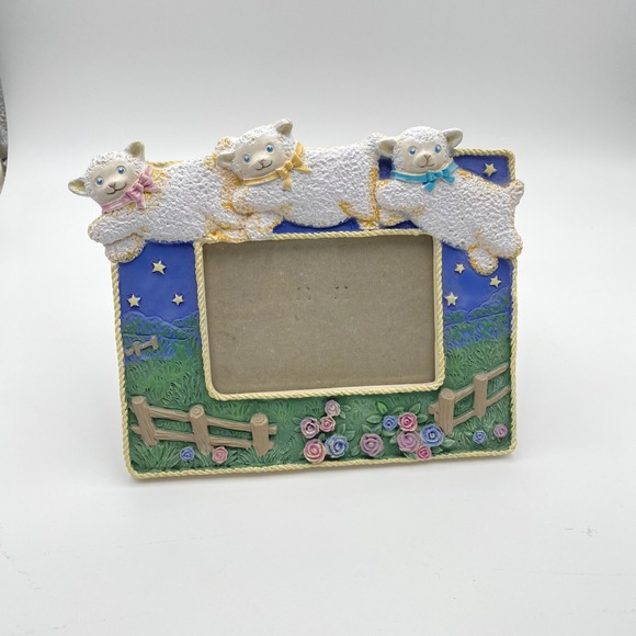 Vintage Figi Graphics COUNTING SHEEP White Lambs Picture Photo Frame 5x3.5 - Picture 1 of 4